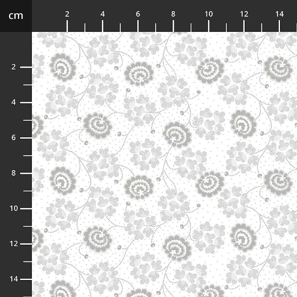 Quilters Flour - White on White Medium Floral Pigment White - Licence To Quilt