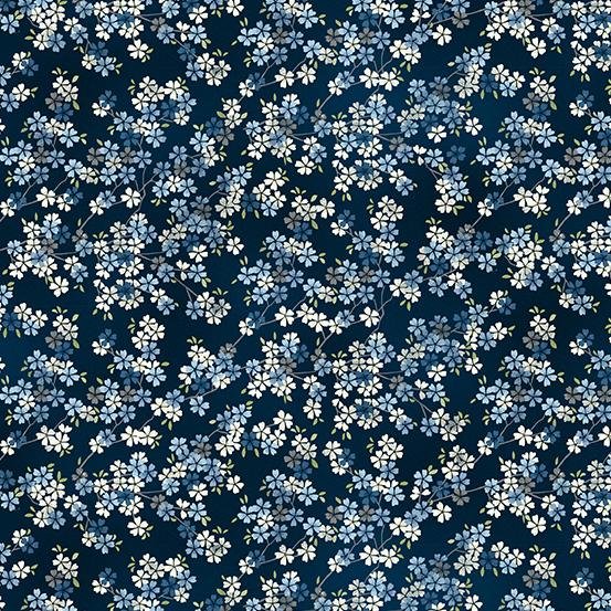 Tranquility - Cherry Branch Black Blue - Licence To Quilt