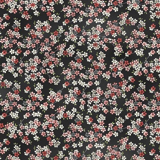 Tranquility - Cherry Branch Black Pink - Licence To Quilt