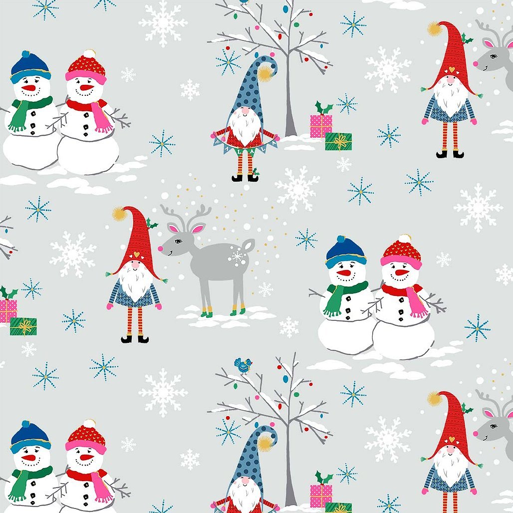 Gnome To Fa La La - Snow Village Gray - Licence To Quilt