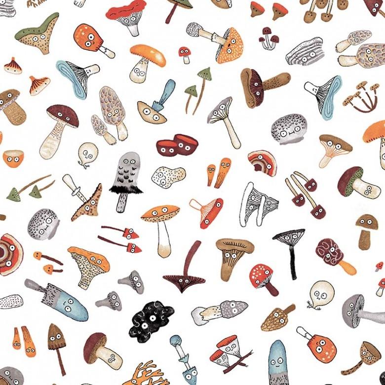 Mushroom Fan Club - Wild Fungi White - Licence To Quilt