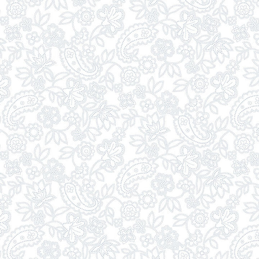Quilters Flour - White on White Medium Paisley - Licence To Quilt