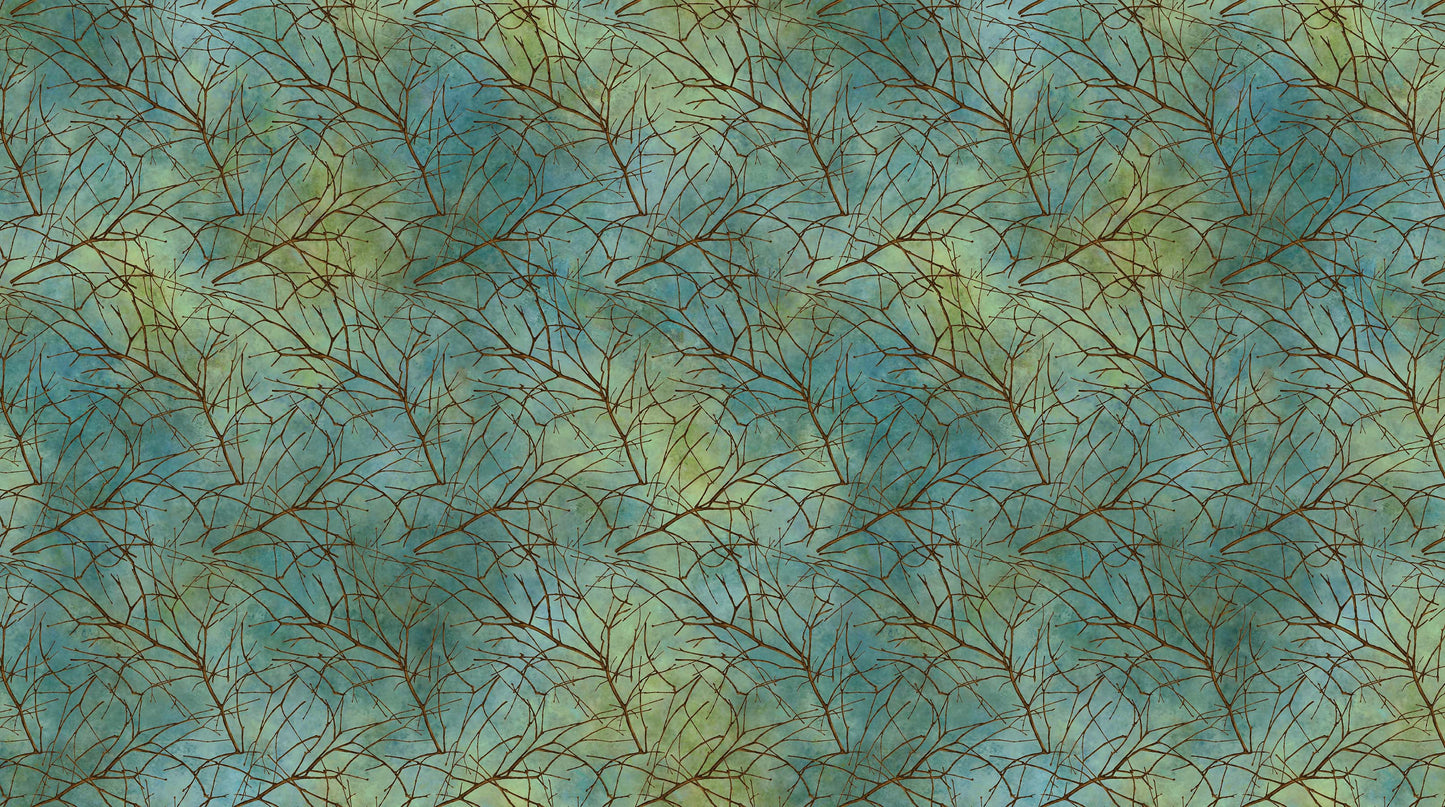 Autumn Splendor - Stonehenge - Teal Branches - Licence To Quilt