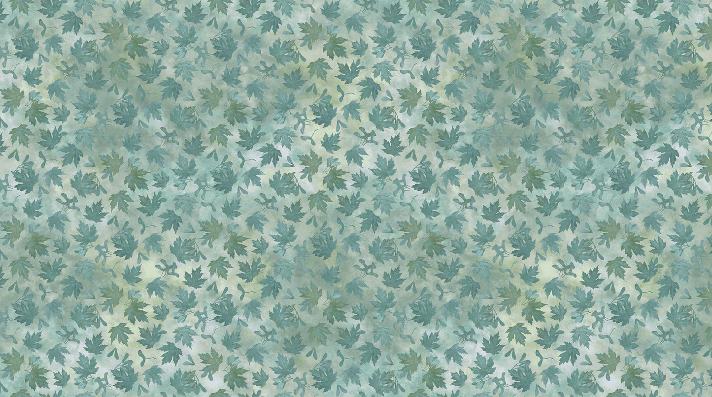 Autumn Splendor - Stonehenge - Tonal Leaves - Mid Teal - Licence To Quilt