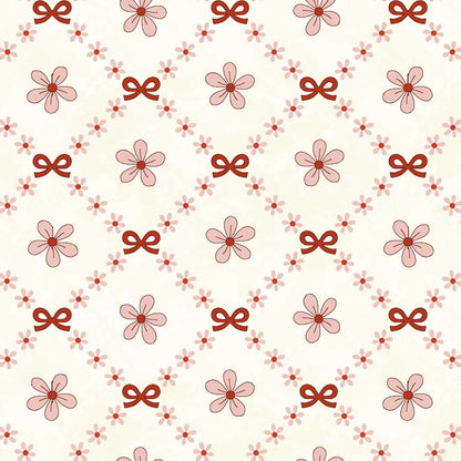 Pocketful of Posies - Cream Red Trellis Bows - Licence To Quilt