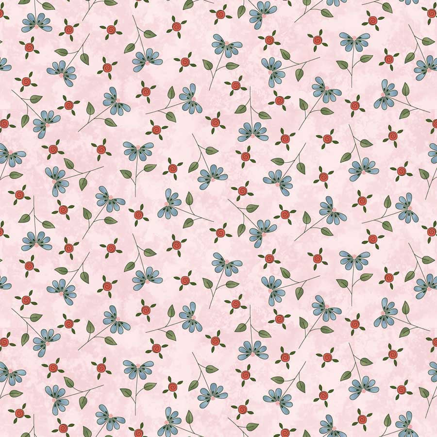 Pocketful of Posies - Light Pink Tossed Flowers and Buds - Licence To Quilt
