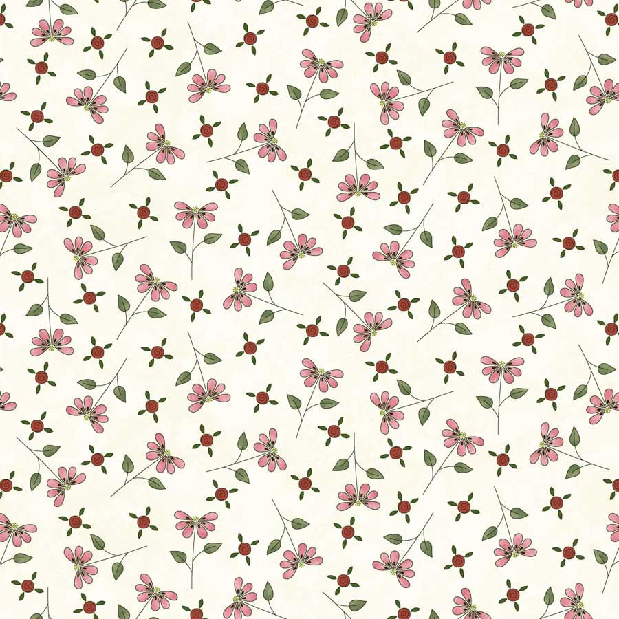 Pocketful of Posies - Cream Tossed Flowers and Buds - Licence To Quilt