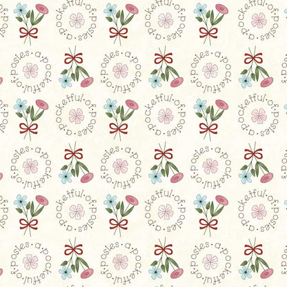 Pocketful of Posies - Cream Posie Words - Licence To Quilt