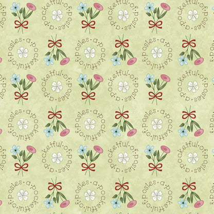 Pocketful of Posies - Green Posie Words - Licence To Quilt