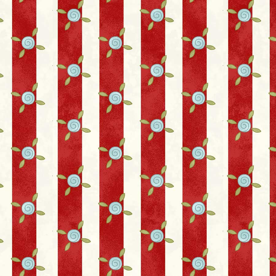 Pocketful of Posies - Cream Red Stripes - Licence To Quilt