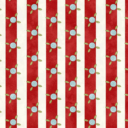 Pocketful of Posies - Cream Red Stripes - Licence To Quilt