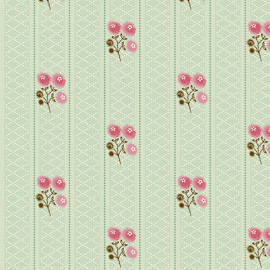 Sienna - Lattice Posy Mint - Licence To Quilt