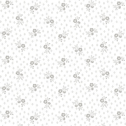 Quilters Flour - White on White Ditsy Floral with Tiny Dots - Licence To Quilt