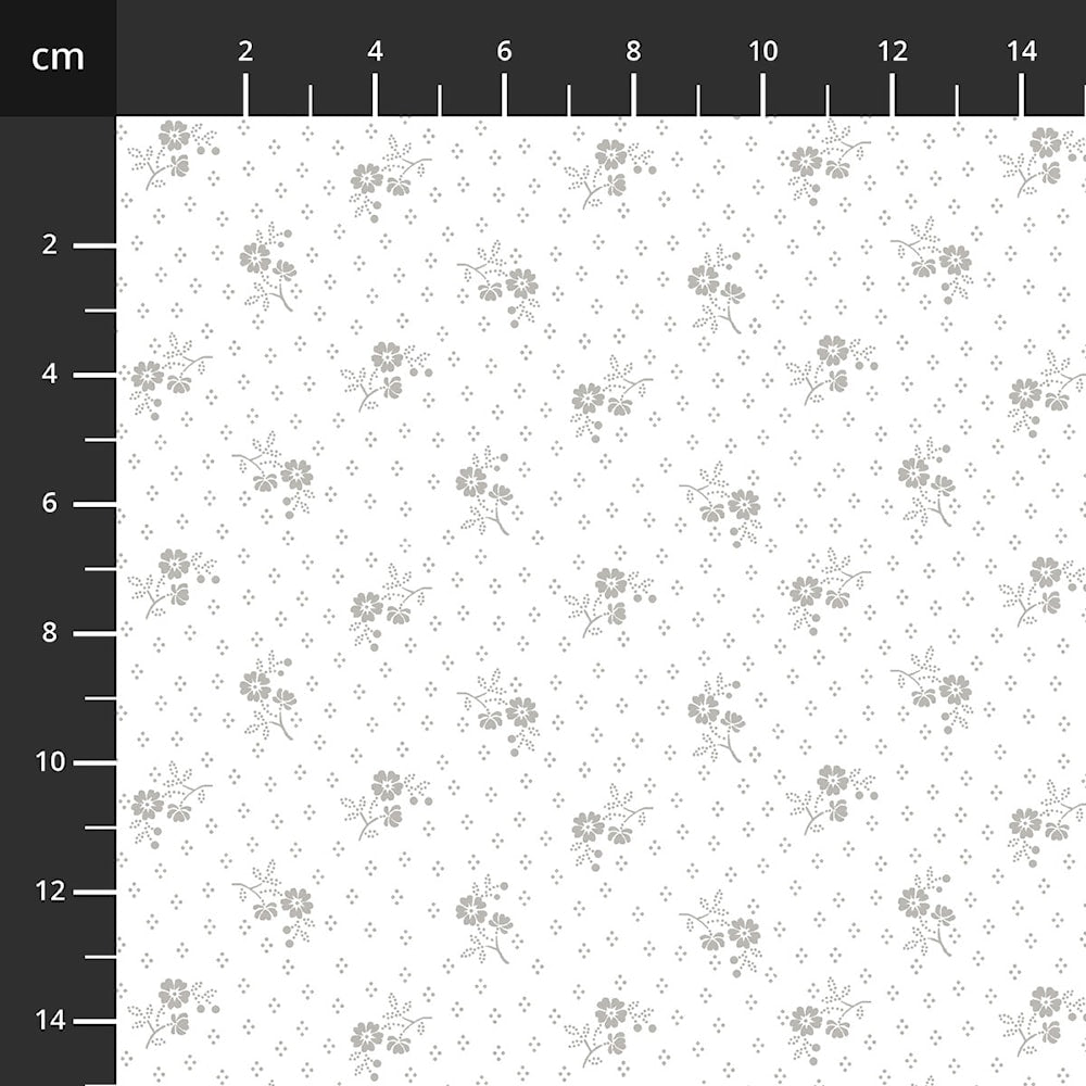 Quilters Flour - White on White Ditsy Floral with Tiny Dots - Licence To Quilt