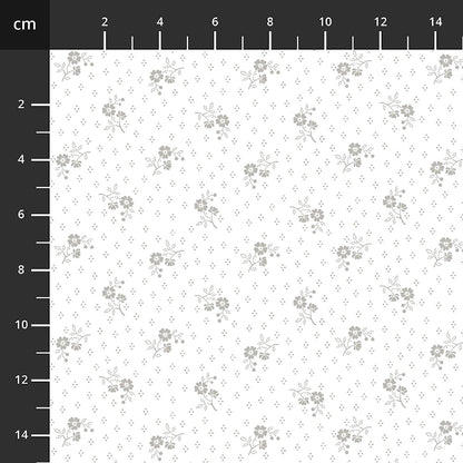 Quilters Flour - White on White Ditsy Floral with Tiny Dots - Licence To Quilt