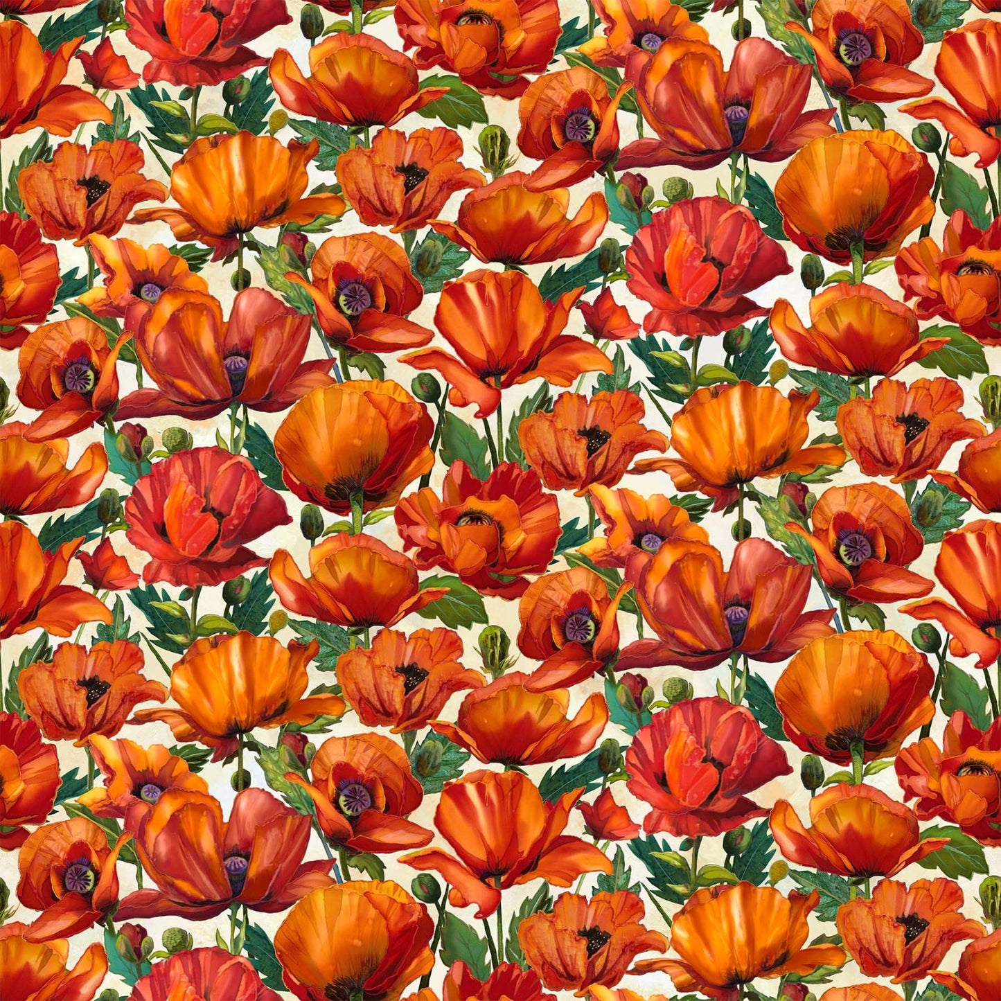 Charisma - Packed Poppies White - Licence To Quilt