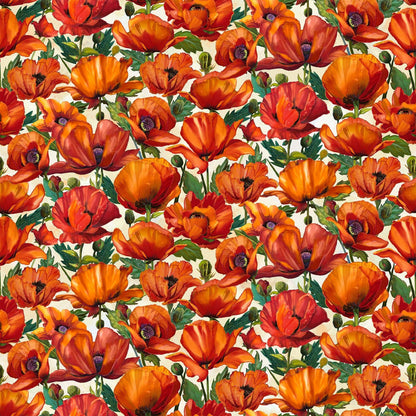 Charisma - Packed Poppies White - Licence To Quilt