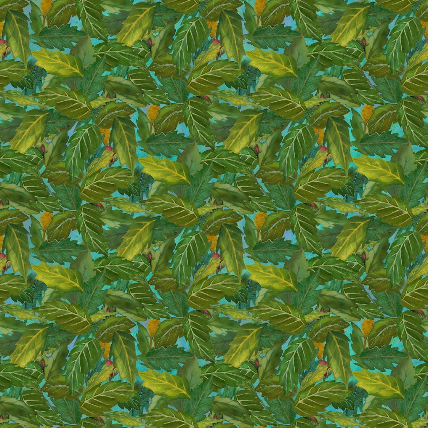 Charisma - Packed Leaves Teal - Licence To Quilt