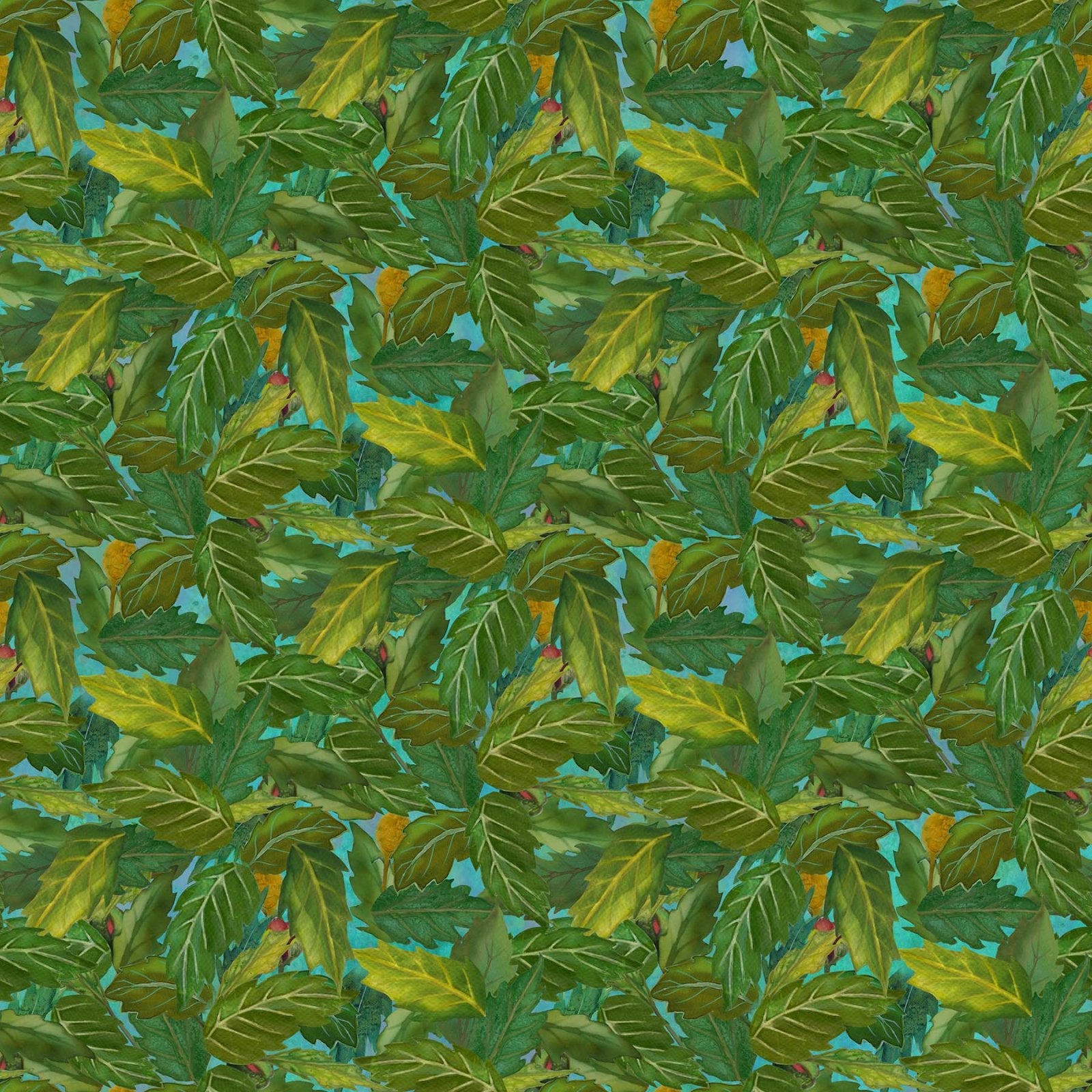 Charisma - Packed Leaves Teal - Licence To Quilt