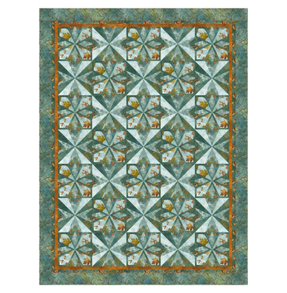 Autumn Splendor - Stonehenge - Packed Leaves - Dark Teal Multi - Licence To Quilt