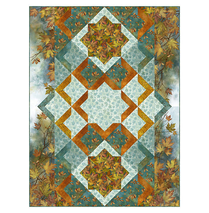 Autumn Splendor - Stonehenge - Leaves & Keys - Light Teal Multi - Licence To Quilt