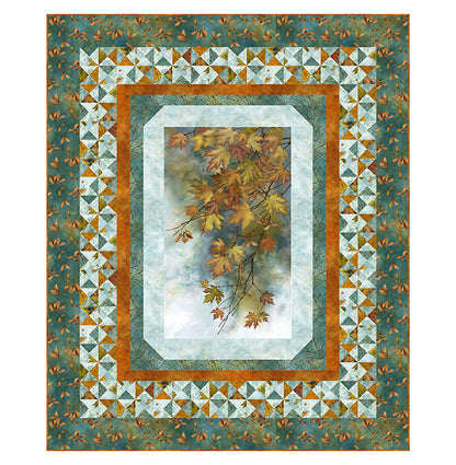 Autumn Splendor - Stonehenge - Leaves & Keys - Light Teal Multi - Licence To Quilt