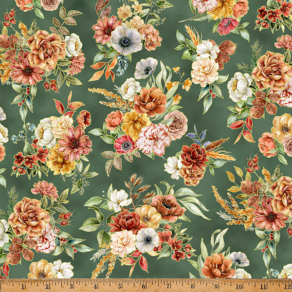 Harvest Bouquet - Floral Bouquet Sage - Licence To Quilt