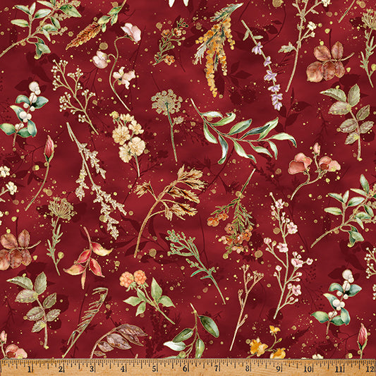 Harvest Bouquet - Stems Maroon - Licence To Quilt