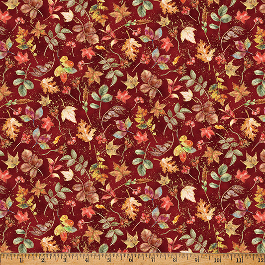 Harvest Bouquet - Leaves Maroon - Licence To Quilt