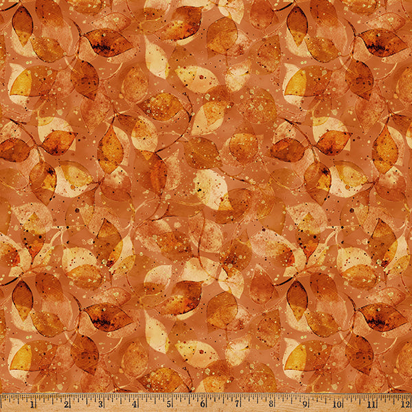 Harvest Bouquet - Scattered Leaves Orange - Licence To Quilt