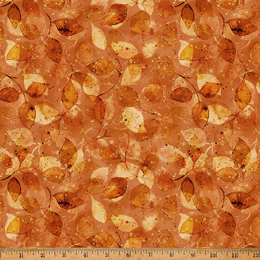 Harvest Bouquet - Scattered Leaves Orange - Licence To Quilt