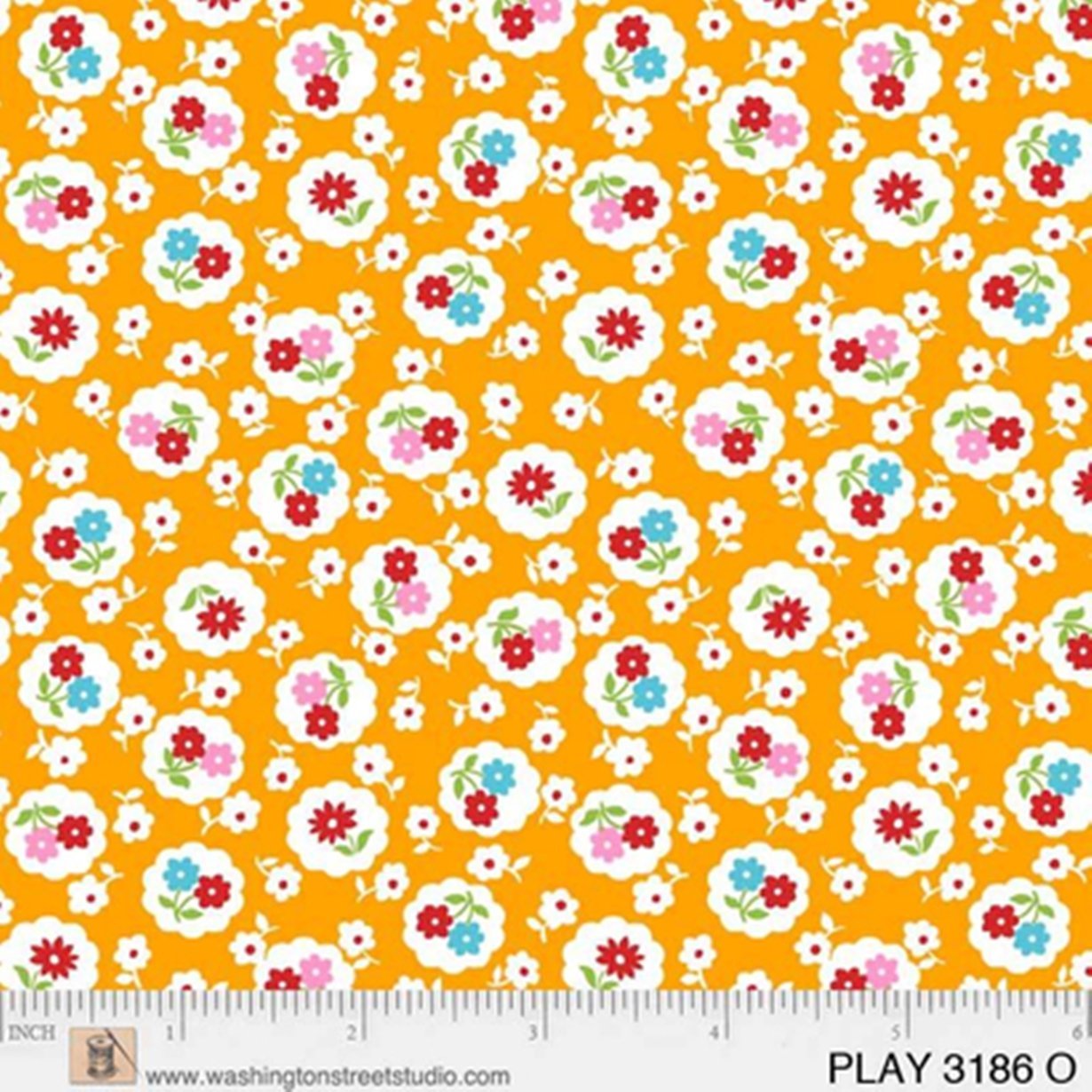 Playtime c. 1930 - Floral Orange - Licence To Quilt